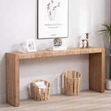 69" Natural Seagrass Console Table Handwoven Top with Engineered Wood Frame W2729P270759