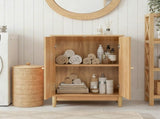 Natural wood color, particleboard with melamine veneer and rattan finish, 60*30*80cm, double doors, 80617301