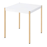 ZNTS White and Gold Square End Table B062P181417