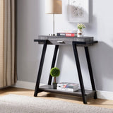 Modern Hallway Display Table with Drawer & Bottom Shelve in Distressed Grey & Black B107130875