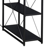 Black Office Desk with Open Shelves and Hutch B062P184528