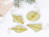 Foldable Paper Honeycomb Christmas Finial Ornaments - 4" - Cream - Set of 4 29774108