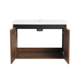 LEVISTAR Brown 30 Inch Bathroom Vanity with resin Countertop Sink, 2 Doors Bathroom Cabinet Set W1972P165046
