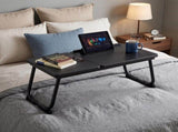 Folding Table with Adjustable Tilt Top and Foldable Legs, Black Woodgrain 14955600