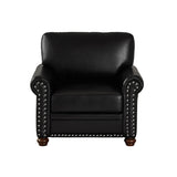 Living Room Sofa Single Seat Chair with Wood Leg Black Faux Leather W1097125450