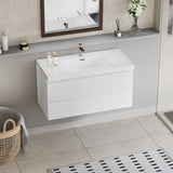 42" Floating Bathroom Vanity with Sink, Modern Wall-Mounted Bathroom Storage Vanity Cabinet with W1573P152686