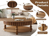 Farmhouse Fluted Coffee Table with Storage and Flip-Top Lids, Rustic Brown Center Table for Living W1445P370480