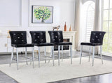A set of 2 black vintage crocodile bar chairs, featuring crystal clasp design and synthetic W3875P383114