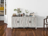 Gray Kitchen Sideboard Buffet 4 Barn Doors, 2 Adjustable Shelves for Home Storage 59440570