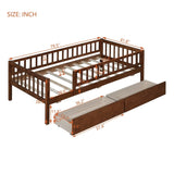 ZNTS Twin Size Daybed Wood Bed with Two Drawers, Walnut WF301864AAL