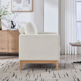 35.4 "Wide Modern Farmhouse Performance Accent Chair with Natural Wood Legs, Wood Base Reading W3118P283467