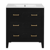 30'' Bathroom Vanity with Ceramic Sink Combo, Free Standing Single Vanity Set with 3 Drawers, Solid N710P246209B