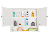 Double Door Mirror Indoor Bathroom Wall Mounted Cabinet Shelf White 74700543