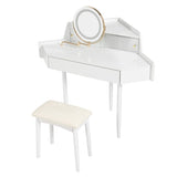 Modern Corner Makeup Vanity Desk with Large Storage, LED Mirror & Stool, Brightness Adjustable, N844P263664A