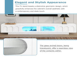 ON-TREND TV Stand with Fluted tempered Glass Doors for TVs Up to 95'', Functional Media Console with WF531672AAK