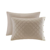 4 Piece Cotton Reversible Tailored Bedspread Set Khaki Queen B03597516