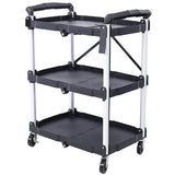 ZNTS 3 Layers Folding Collapsible Service Cart Pack-N-Roll Folding Collapsible Service Cart, Black, 50 W46578737