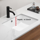 Rectangular Undermount Bathroom Sink Vessel Sink,Undermount Bathroom Sink Rectangle, White Ceramic W3402P326494