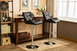 ZNTS Glasgow Contemporary Tufted Adjustable Height Hidraulic Bar Stools, Set of 2, Black T2574P164864