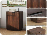 10-Gallon Woodgrain Tilt-Out Trash Can Cabinet Wooden Garbage Recycling Cabinet with Wave-Textured 46943397