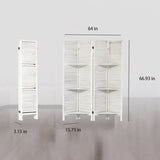 ZNTS Room Divider 4 Panel, White Room Divider with Shelves, Wall Room Dividers and Folding Privacy 25185997