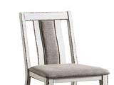 Set of 2 Upholstered Side Chairs in Weathered White and Warm Gray Finish B016P156291