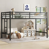 Twin Size Metal Loft Bed, Loft Bed with Easy Climbing Ladder and Guardrails for Kids, Black 13086295