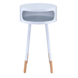 White and Natural Round 1-shelf End Table B062P181426