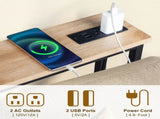 2 Pack 39.4" Narrow Console Sofa Table with Power Outlets and USB Ports, Long 25208205