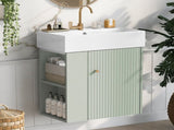 21.6 inch Modern Floating Bathroom Vanity with Ceramic Basin - Perfect for Small Bathrooms, N729P170390F