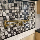 Gold Pot Filler Faucet Wall Mount Kitchen Folding Faucet with Double Joint Swing Arms, Two Handle T3177P277528