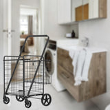Large Shopping Cart,Grocery Cart on Wheels, Foldable Utility Shopping Carts with Double Basket and W1961P290530
