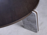 Modern Coffee Table with End Table Set, Durable walnut veneered MDF 83cm diameter Center Table with W2899P405895