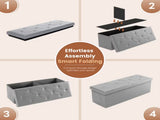 43" Storage Ottoman Bench, Foldable Footrest Stool with High Load Capacity, Holds up to 660 lbPVC 27932967