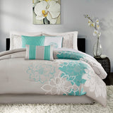 Printed Cotton Sateen Comforter Set Aqua Cal King B03596887