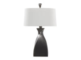 30" Contemporary Polyresin Table Lamp in Rubbed Grey Slate Polyresin with White Linen Shade from B202P224055