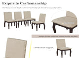 TREXM Set of 4 Dining chairs Wood Upholstered Fabirc Dining Room Chairs with Nailhead WF291264AAP