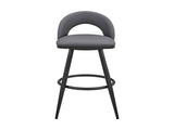 Lottech Swivel Bar Stool in Black Metal with Gray Faux Leather B2736P354271