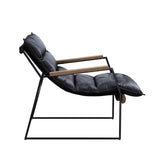 Distress Espresso and Matt Iron Accent Chair with Sled Base B062P209157