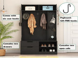 Hall Tree with 6 Hooks,Coat Hanger, Entryway Bench, Storage Bench,for Entrance, Hallwa,black W1321P444289