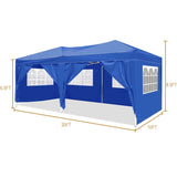 ZNTS 10'x20' Folding Canopy with 6 Removable Sidewalls Outdoor Event Shelter UPF 50+ Gazebo Portable W2185P191604