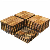 27 Pieces 12 x 12 Inch outdoor floor tilesAcacia Wood Interlocking Patio Deck Tile 92883574