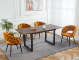 walnut color,Square Extendable Dining Table with metal leg,Modern Space Saving Kitchen Table for W234P282511