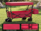 Foldable Utility Wagon,Adjustable Handle Outdoor Wagon, Puncture-Proof Wheels with Brakes, Removable 09225941