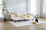 ZNTS Elena Twin Size Beige Velvet Upholstered Daybed, Ribbed Tufted Backrest, Daybed in Lavish Modern B083P152010