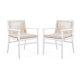 Outdoor Dining Chairs Set of 2, Acacia Wood Patio Armchair with Rope Design Back and Water Repellent N779P224995W