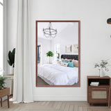 60"x40" Oversized Modern Rectangle Bathroom Mirror with walnut Frame Decorative Large Wall Mirrors W708P297661