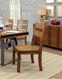 ZNTS Dark Oak Rustic Style Solid wood Kitchen Set of 2pc Dining Chairs Panel Back Chairs Dining Room B011P232475