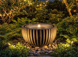 17.5" Gray Stone Sphere Water Fountain with 6 LED Lights Indoor Outdoor Water Feature 44486514