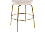 Fixed-Height Barstool with Swivel in Gold Metal and Cream Velvet - Set of 2 B202P471223